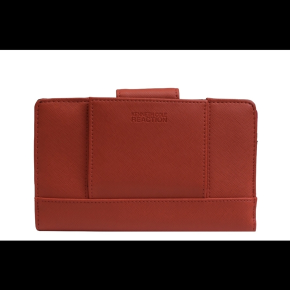 Kenneth Cole Reaction Mirror Utility Tab Clutch Orange Women's Wallet. - Picture 5 of 14